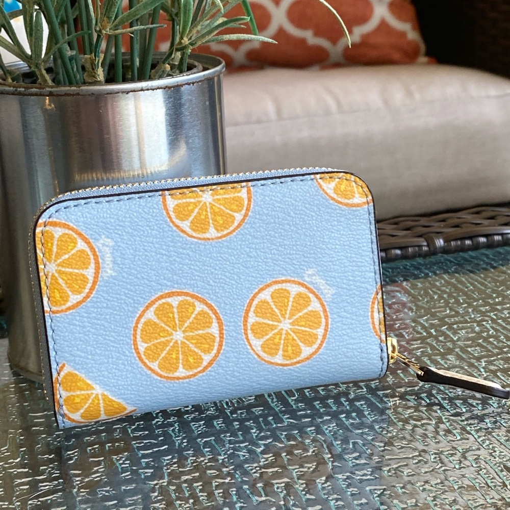 Coach Blue Mini Orange Wallet NWT - Picture 11 of 16